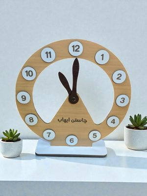 Personalized Laser-Cut Wooden Desk Clock – Custom Name Gift & Modern Nursery Decor